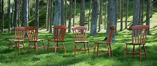 English Lath-back windsor side chairs made in the traditional way by Seth Bergstrom.