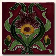 Reproduction Art Nouveau Tile V9B